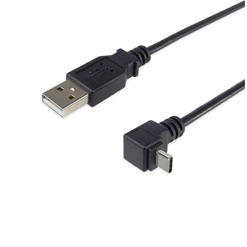 Cabo USB-A macho - USB-C Macho 2m, com angulo 90º